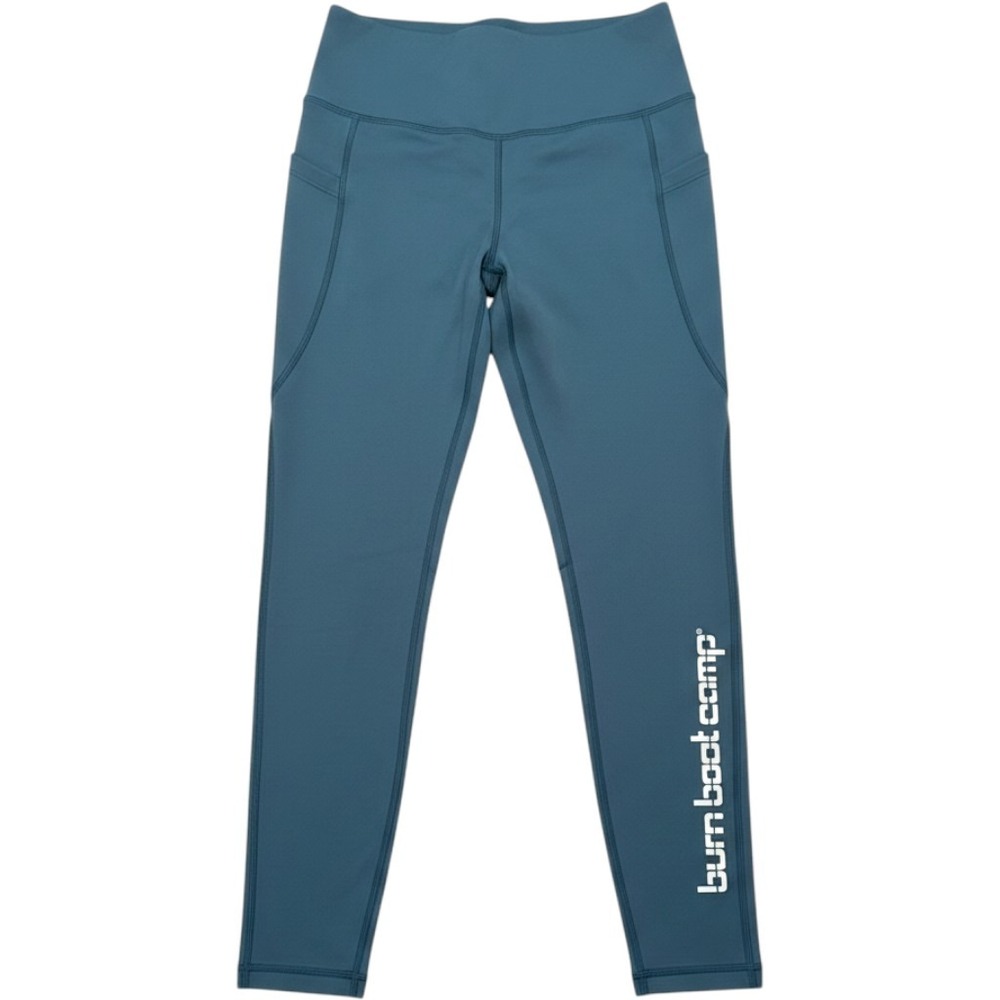 Burn Boot Camp Leggings Womens Medium Blue High Waist Pockets Workout Athletic